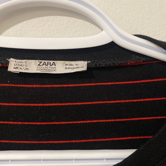 Zara long sleeve shirt. Black and red stripped size medium - Picture 3 of 3